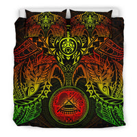 American Samoa Polynesian Duvet Cover Set - Reggae Turtle Manta Ray - Polynesian Pride