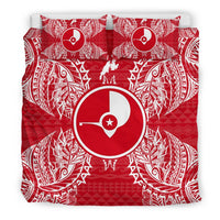 Polynesian Bedding Set - Yap Duvet Cover Set Map Red White - Polynesian Pride