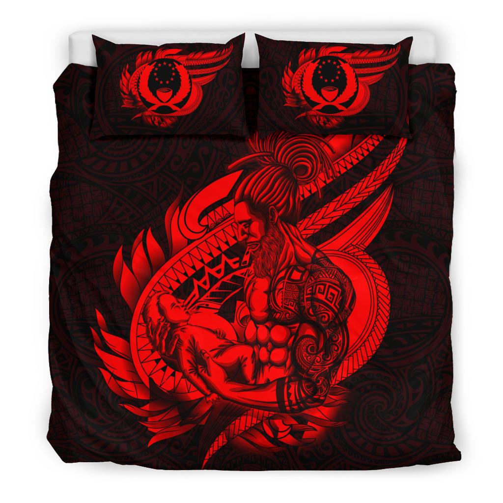 Polynesian Bedding Set - Pohnpei Duvet Cover Set Father And Son Red - Polynesian Pride