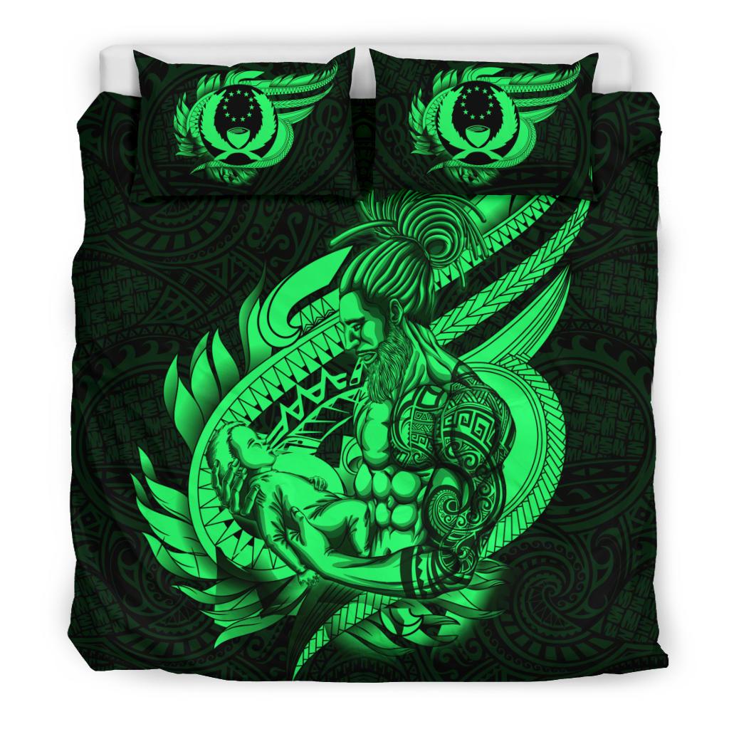 Polynesian Bedding Set - Pohnpei Duvet Cover Set Father And Son Green - Polynesian Pride