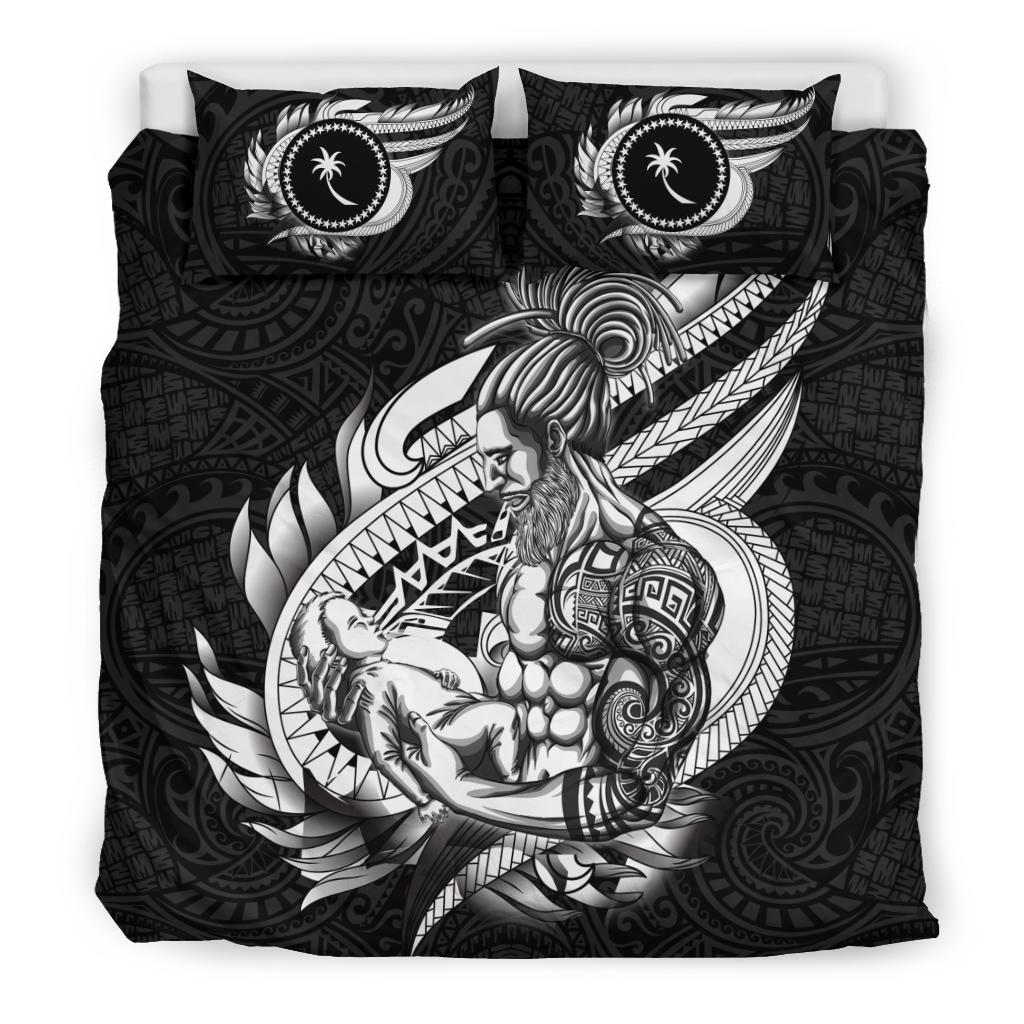 Polynesian Bedding Set - Chuuk Duvet Cover Set Father And Son Black - Polynesian Pride