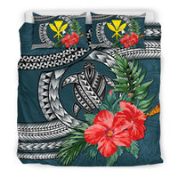 Kanaka Maoli (Hawaiian) Bedding Set - Polynesian Turtle Hibiscus Dark Blue - Polynesian Pride