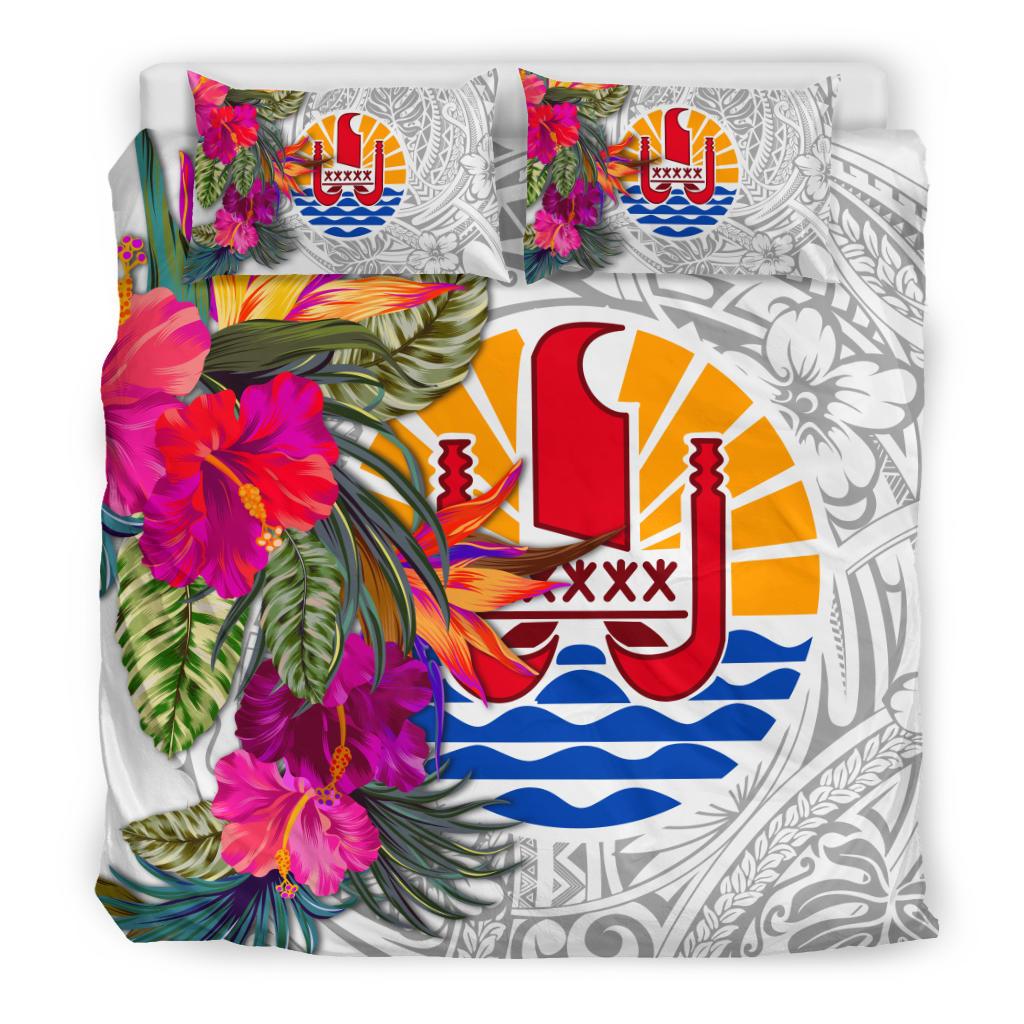 Tahiti Bedding Set - Hibiscus Polynesian Pattern White Version - Polynesian Pride
