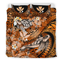 Kanaka Maoli (Hawaiian) Bedding Set - Waves Polynesian Turtle Hibiscus (Orange) - Polynesian Pride