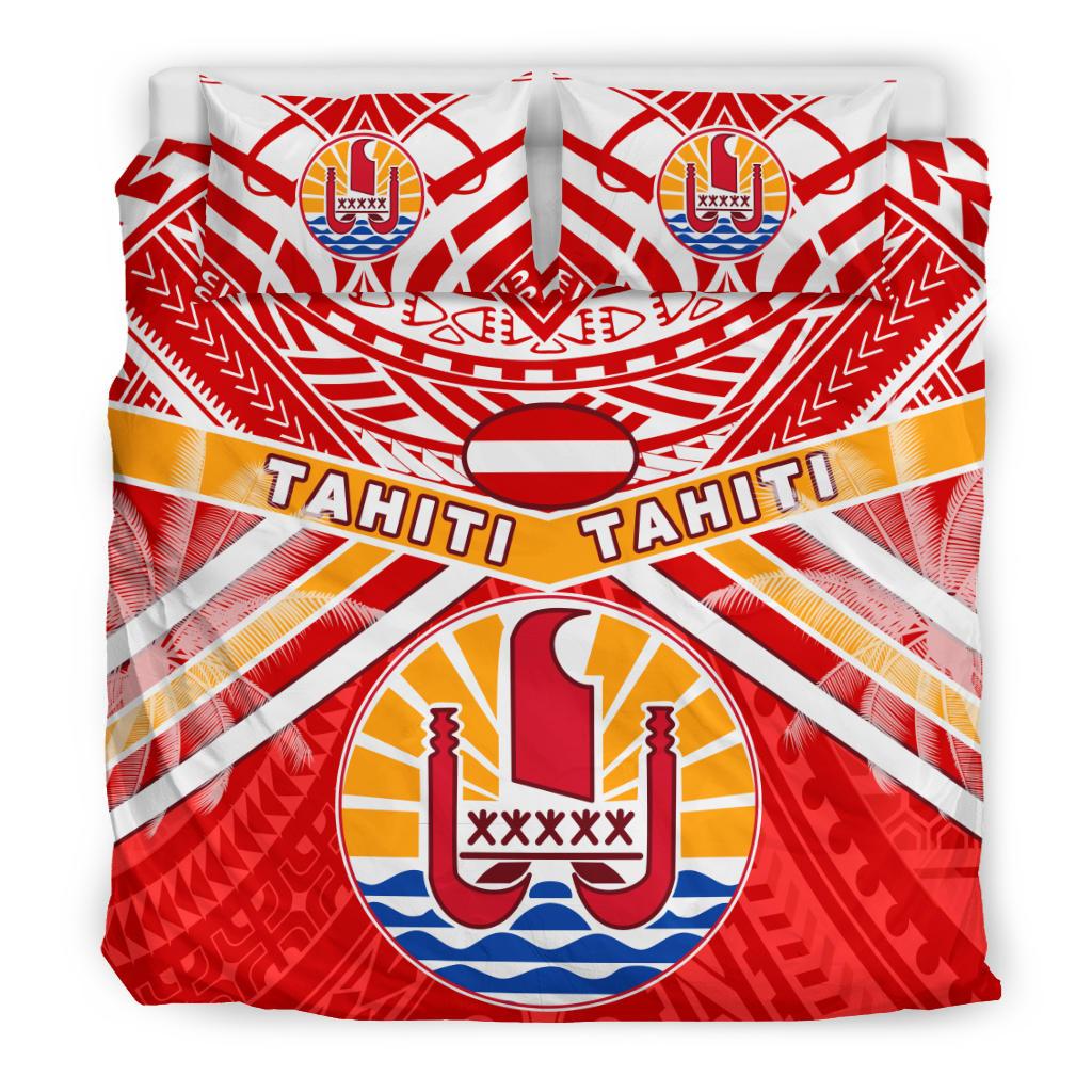 Tahiti Rugby Bedding Set Polynesian Coat Of Arms and Flag - Polynesian Pride