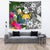 Nauru Custom Personalised Tapestry White - Turtle Plumeria Banana Leaf Crest - Polynesian Pride