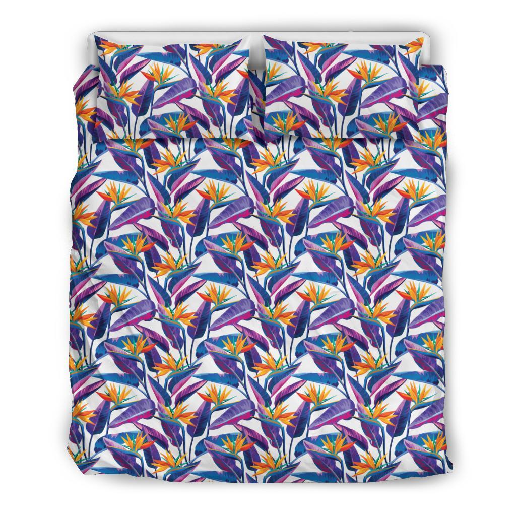 Hawaiian Tropical Strelitzia Flower Polynesian Bedding Set Black - Polynesian Pride