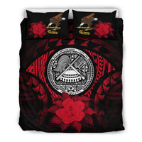 American Samoa Duvet Cover Set - American Samoa Seal & Red Hibiscus - Polynesian Pride