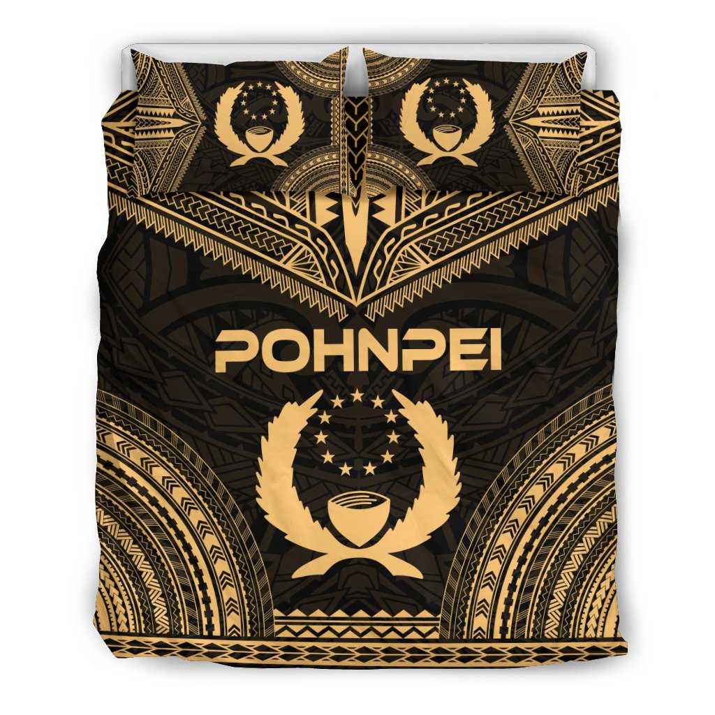 Pohnpei Polynesian Chief Duvet Cover Set - Gold Version Gold - Polynesian Pride