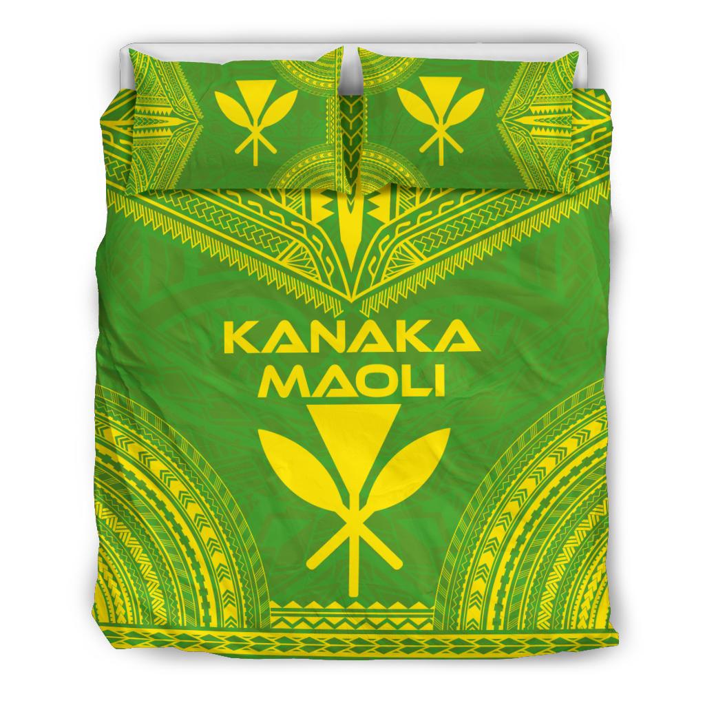 Kanaka Maoli Flag Polynesian Chief Duvet Cover Set Green - Polynesian Pride