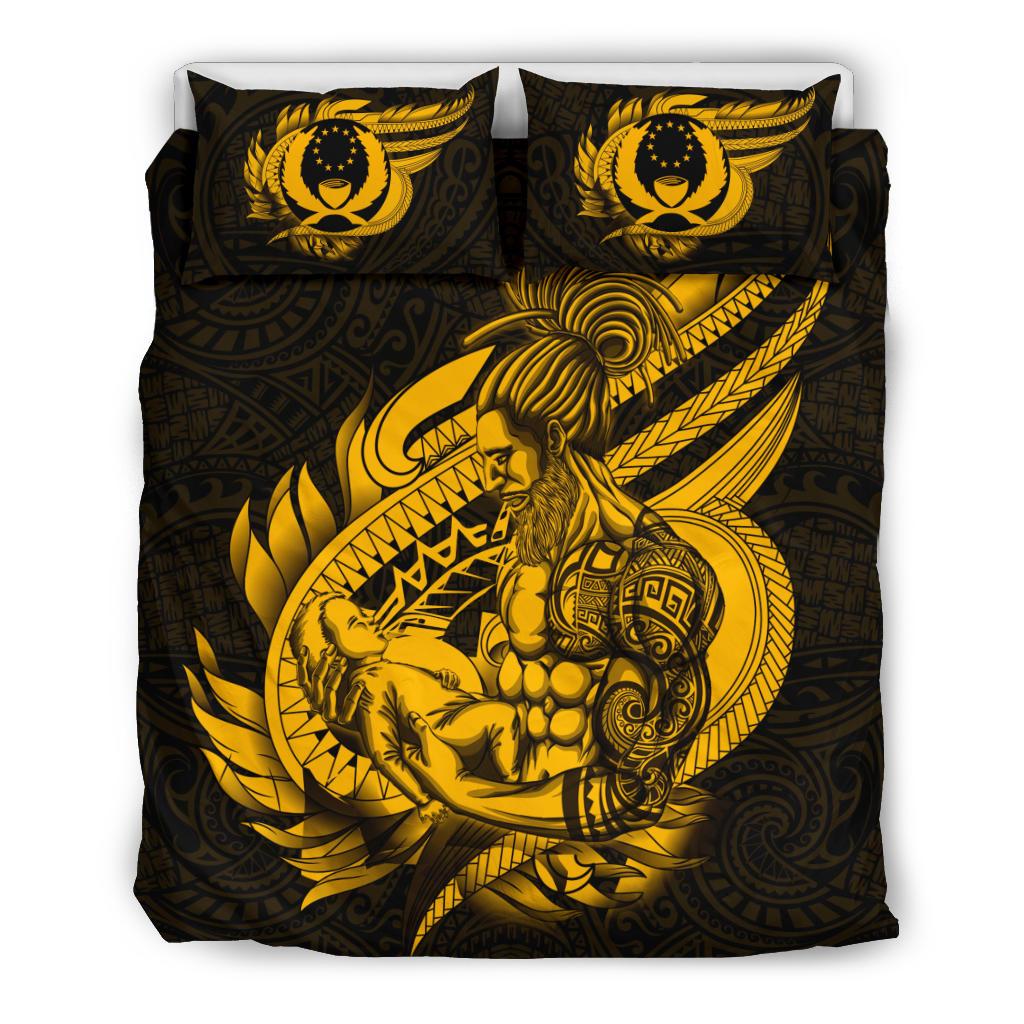 Polynesian Bedding Set - Pohnpei Duvet Cover Set Father And Son Gold - Polynesian Pride