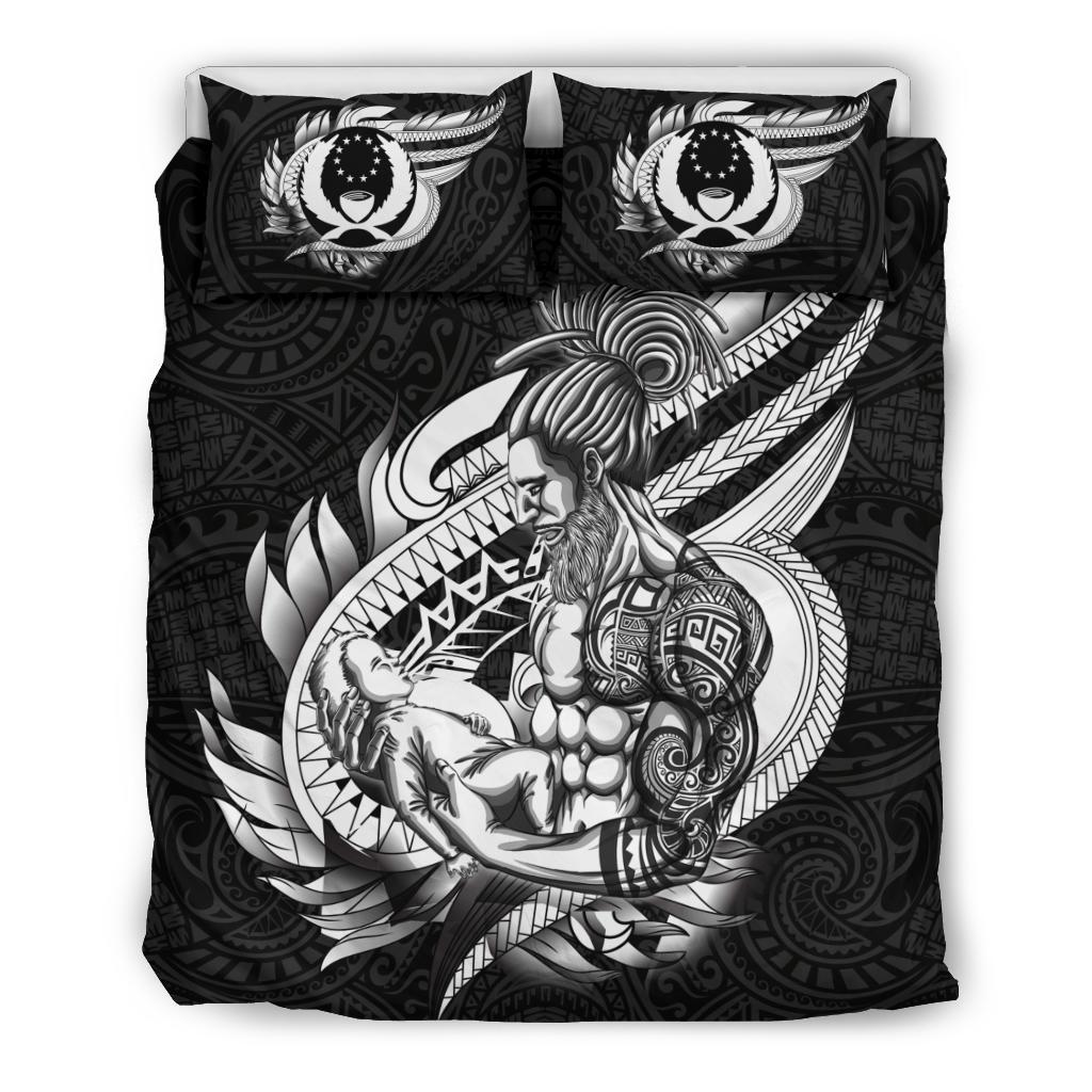 Polynesian Bedding Set - Pohnpei Duvet Cover Set Father And Son Black - Polynesian Pride