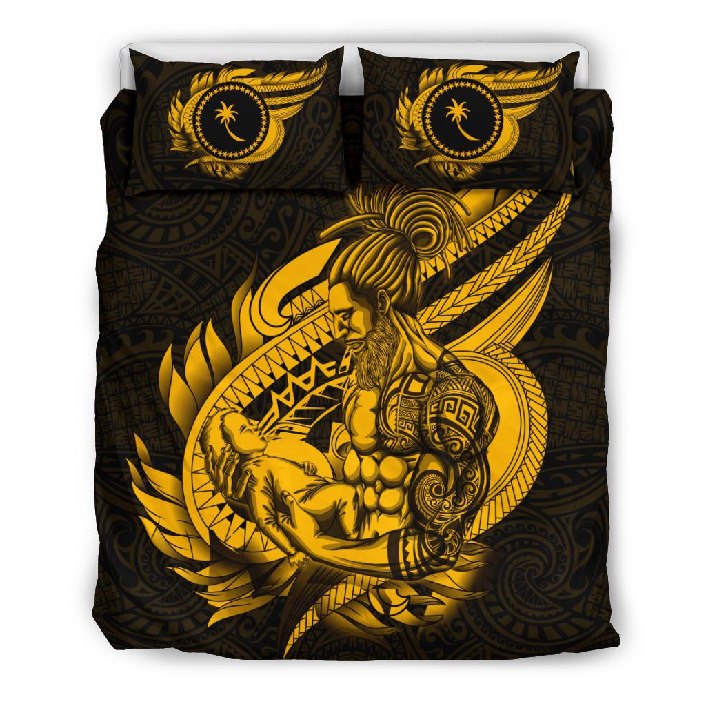 Polynesian Bedding Set - Chuuk Duvet Cover Set Father And Son Gold - Polynesian Pride