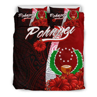 Pohnpei Micronesia Bedding Set - Coat Of Arm With Hibiscus - Polynesian Pride