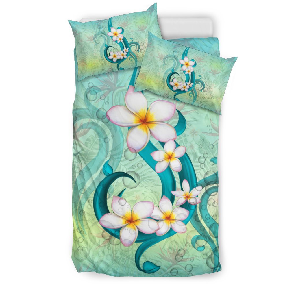 Hawaiian Bubbles Plumeria Strelitzia Flower Background Polynesian Bedding Set - Polynesian Pride