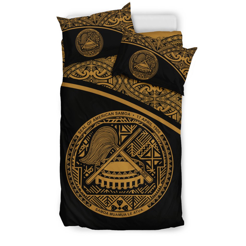 American Samoa Duvet Cover Set - Gold Curve Style - Polynesian Pride