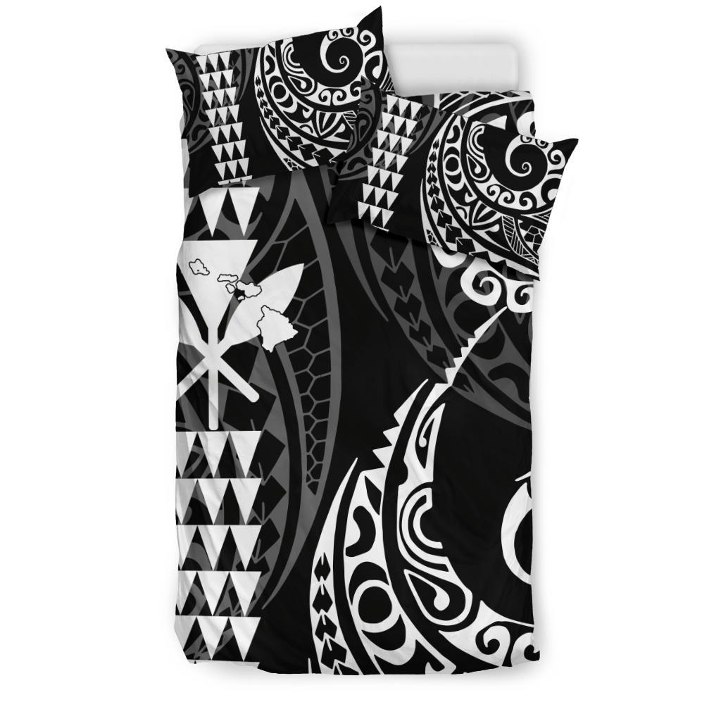 Hawaiian Map Kanaka Maoli Polynesian Bedding Set White - Polynesian Pride