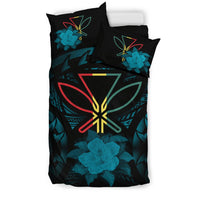 Kanaka Maoli Turquoise Hibiscus Rising Bedding Set - Polynesian Pride