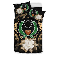 Pohnpei Duvet Cover Set - Pohnpei Flag & Gold Hibiscus - Polynesian Pride