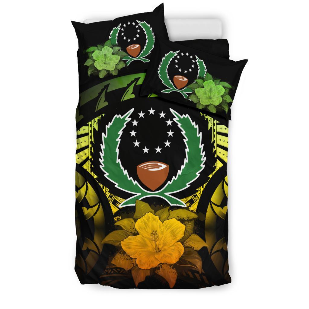 Pohnpei Duvet Cover Set - Pohnpei Flag & Reggae Hibiscus - Polynesian Pride