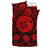 Hawaiian Map Honu Hibiscus Tropic Red Polynesian Bedding Set - Polynesian Pride