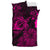 Hawaiian Map Sea Turtle Is Swimming Toward Polynesian Bedding Set Pink - Polynesian Pride