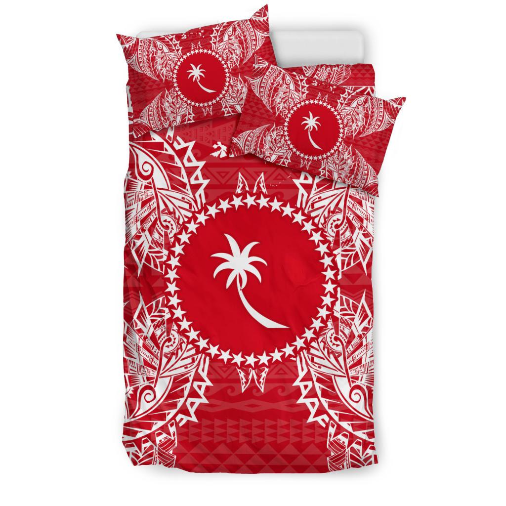 Polynesian Bedding Set - Chuuk Duvet Cover Set Map Red White - Polynesian Pride