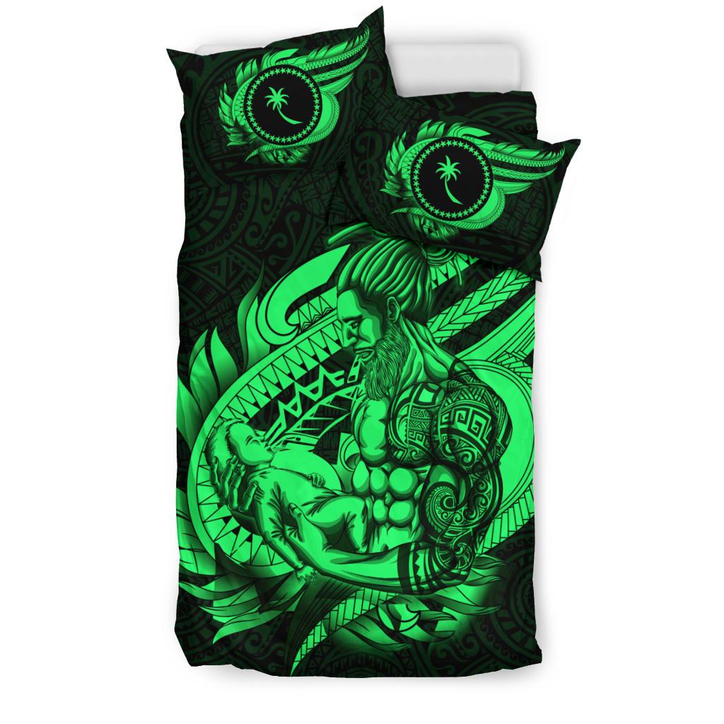 Polynesian Bedding Set - Chuuk Duvet Cover Set Father And Son Green - Polynesian Pride