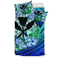 Kanaka Maoli (Hawaiian) Bedding Set - Lauhala Polynesian Hibiscus Blue - Polynesian Pride