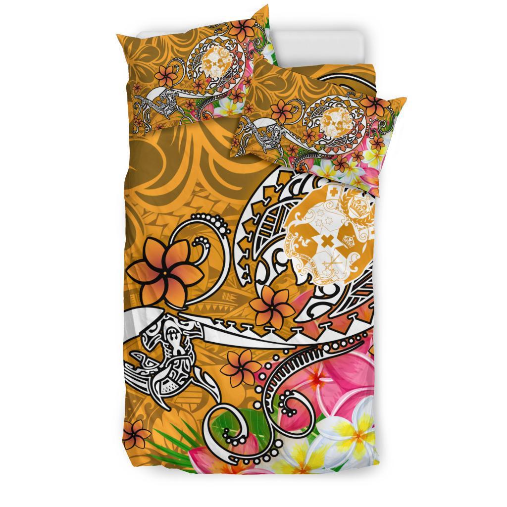 Tonga Bedding Set - Turtle Plumeria (Gold) - Polynesian Pride