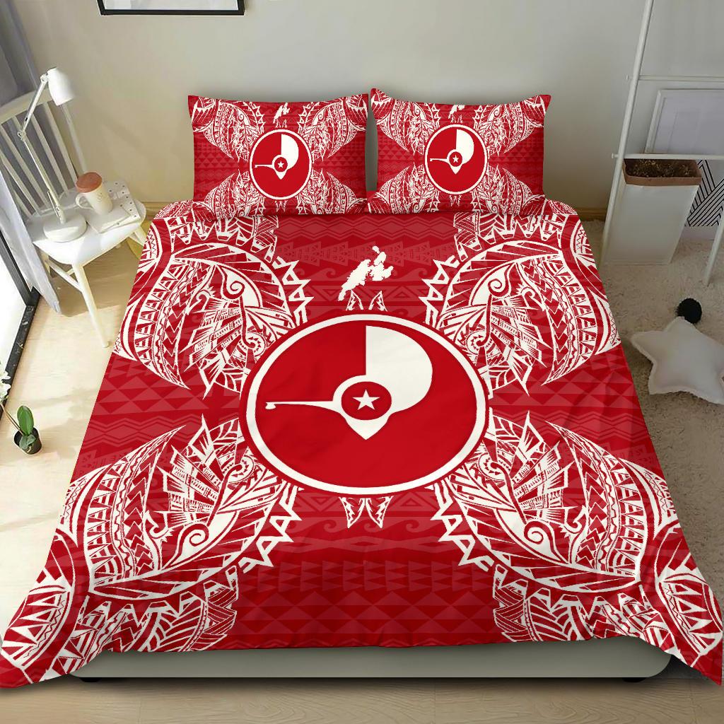 Polynesian Bedding Set - Yap Duvet Cover Set Map Red White - Polynesian Pride