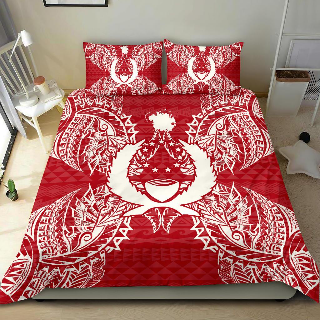 Polynesian Bedding Set - Pohnpei Duvet Cover Set Map Red White - Polynesian Pride