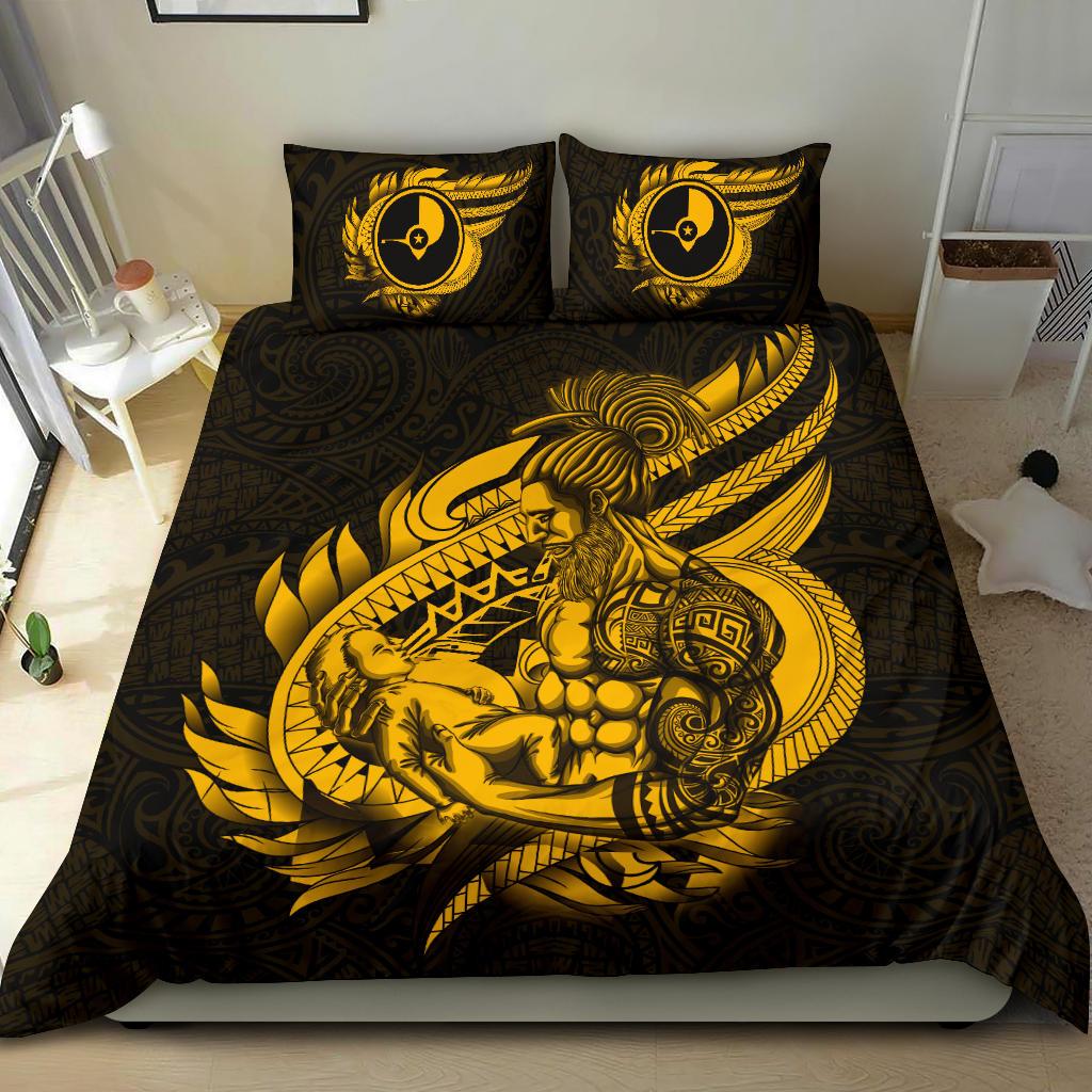 Polynesian Bedding Set - Yap Duvet Cover Set Father And Son Gold - Polynesian Pride