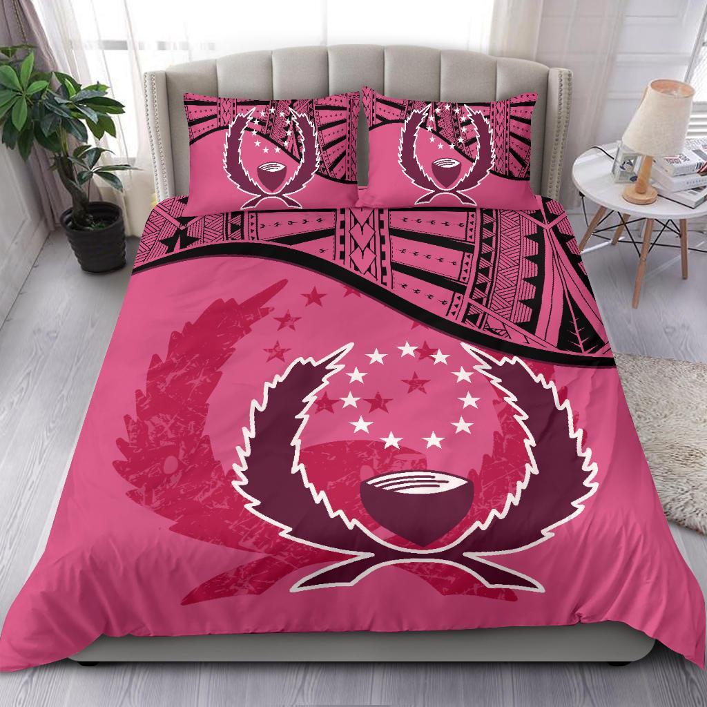Pohnpei Duvet Cover Set - Pohnpei Flag Pink - Polynesian Pride