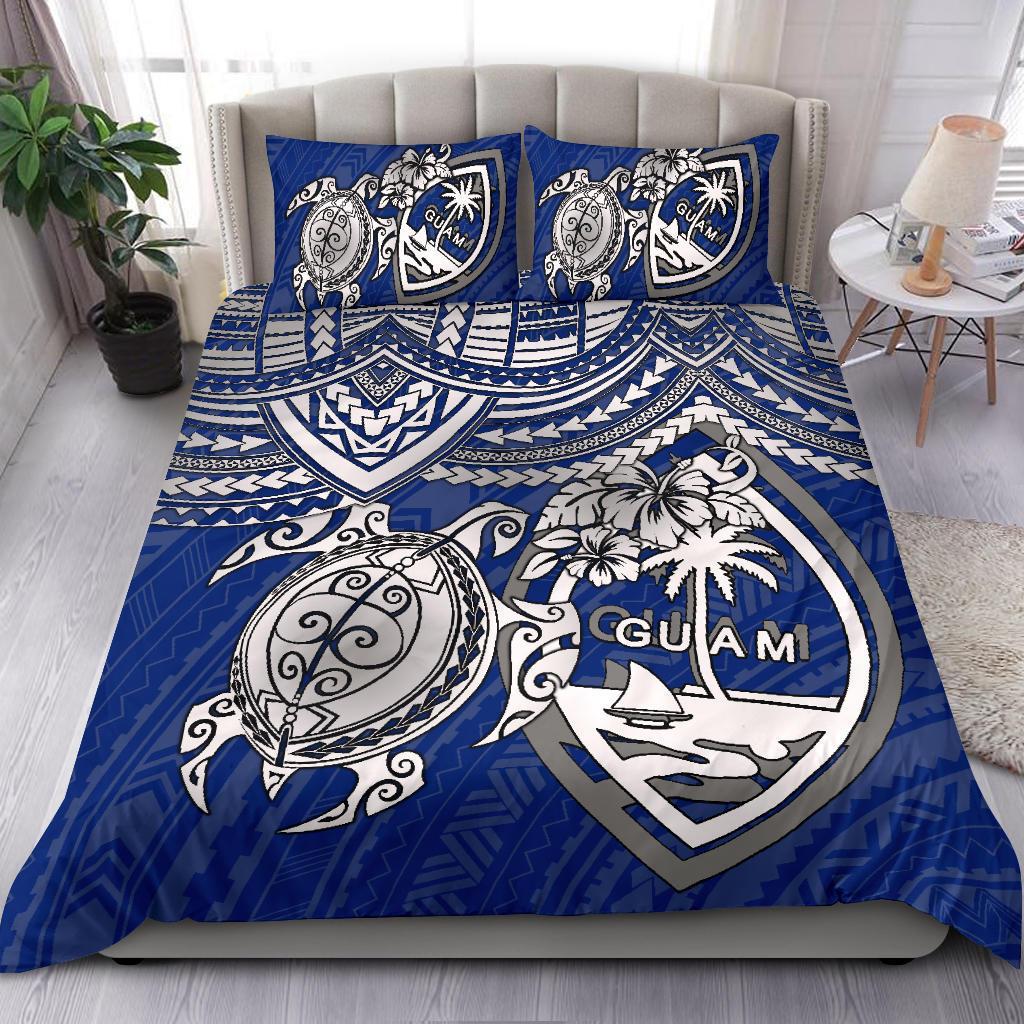 Guam Polynesian Duvet Cover Set - White Turtle BLUE - Polynesian Pride