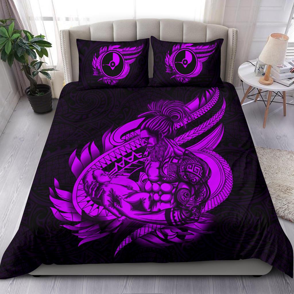 Polynesian Bedding Set - Yap Duvet Cover Set Father And Son Purple - Polynesian Pride