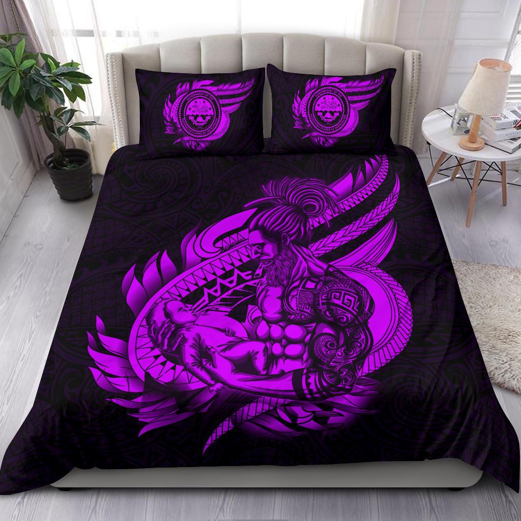 Polynesian Bedding Set - Federated States Of Micronesia Duvet Cover Set Father And Son Purple - Polynesian Pride