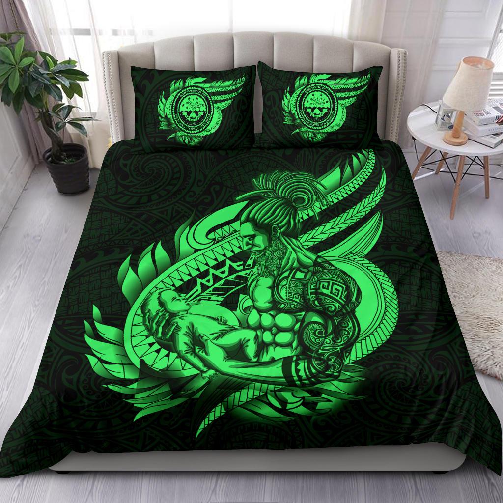 Polynesian Bedding Set - Federated States Of Micronesia Duvet Cover Set Father And Son Green - Polynesian Pride