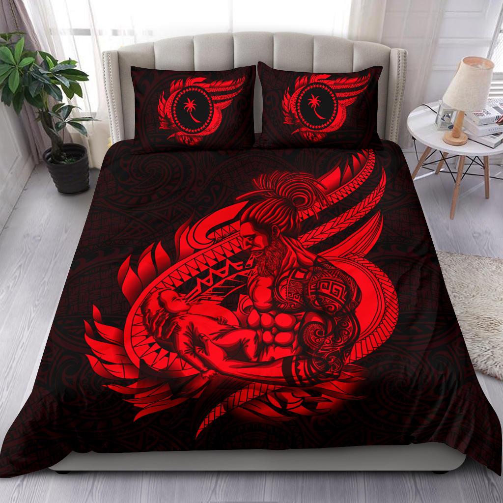 Polynesian Bedding Set - Chuuk Duvet Cover Set Father And Son Red - Polynesian Pride