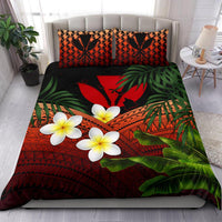 Kanaka Maoli (Hawaiian) Bedding Set, Polynesian Plumeria Banana Leaves Red - Polynesian Pride