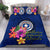 Polynesian Bedding Set - Northern Mariana Islands Duvet Cover Set Floral With Seal Blue Blue - Polynesian Pride