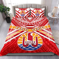 Tahiti Rugby Bedding Set Polynesian Coat Of Arms and Flag Red - Polynesian Pride