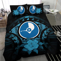 Yap Duvet Cover Set - Yap Flag & Blue Hibiscus - Polynesian Pride