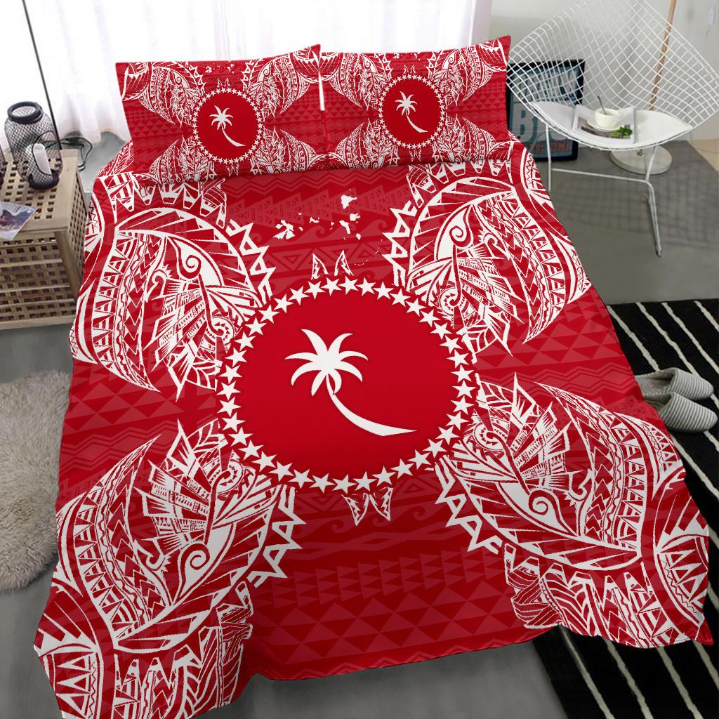 Polynesian Bedding Set - Chuuk Duvet Cover Set Map Red White - Polynesian Pride