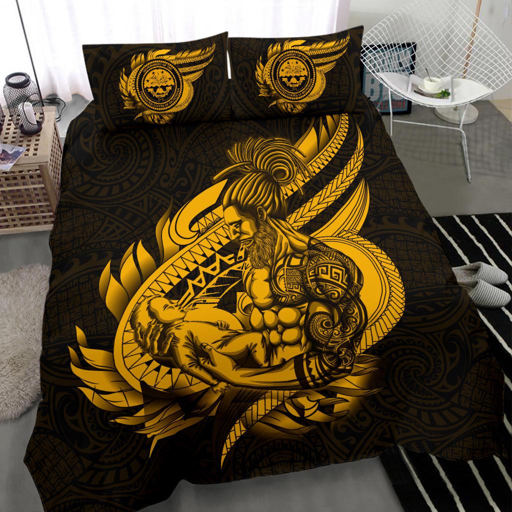 Polynesian Bedding Set - Federated States Of Micronesia Duvet Cover Set Father And Son Gold Gold - Polynesian Pride