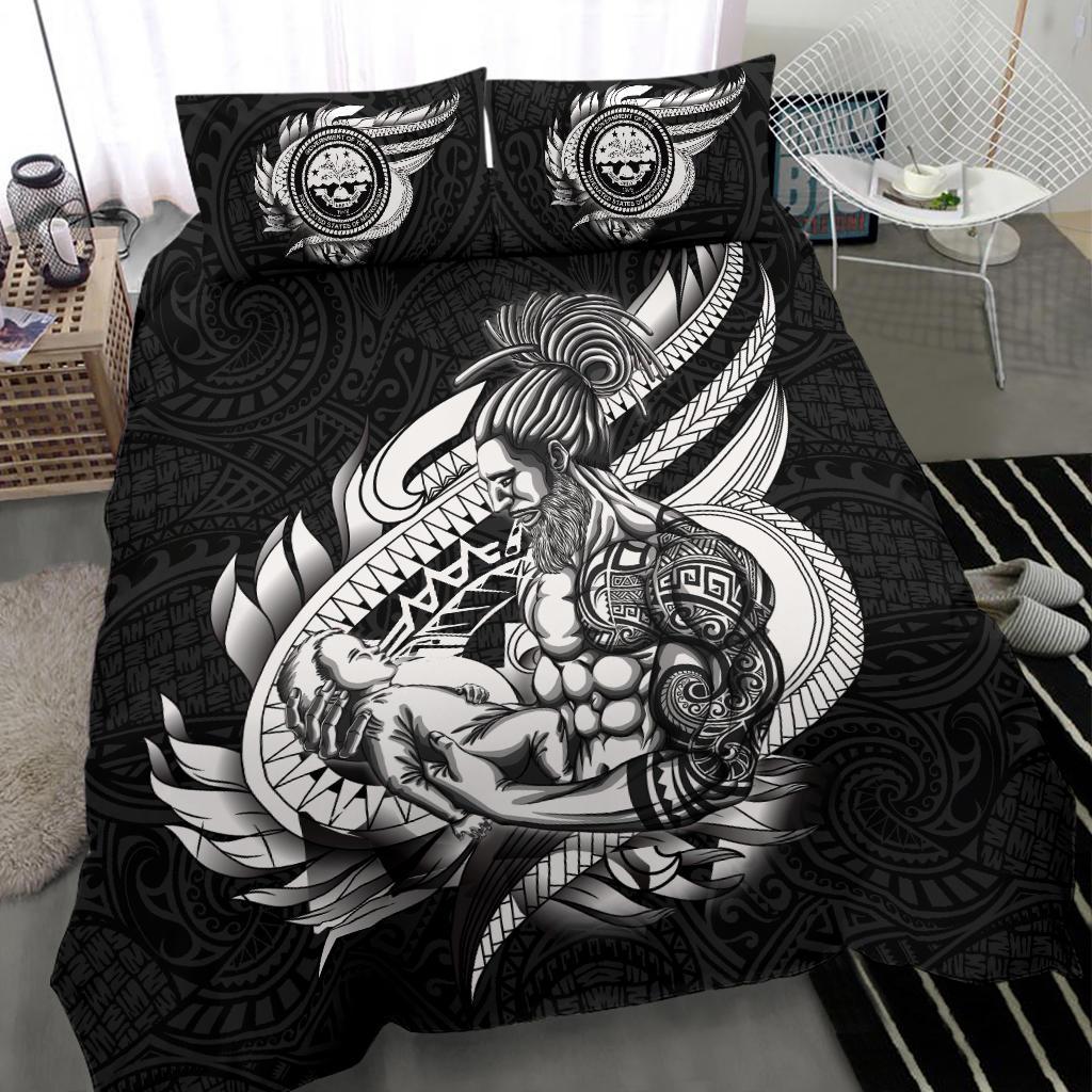 Polynesian Bedding Set - Federated States Of Micronesia Duvet Cover Set Father And Son Black Black - Polynesian Pride