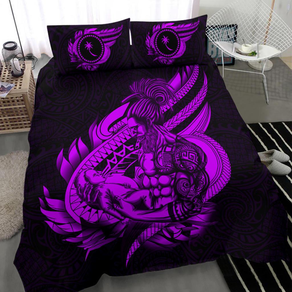 Polynesian Bedding Set - Chuuk Duvet Cover Set Father And Son Purple Purple - Polynesian Pride