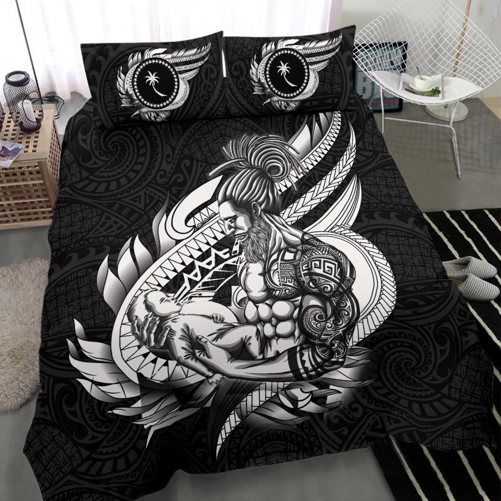 Polynesian Bedding Set - Chuuk Duvet Cover Set Father And Son Black Black - Polynesian Pride
