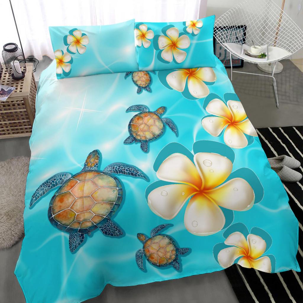 Hawaii Bedding Set - Hawaii Turtle Plumeria Ocean Bedding Set - Polynesian Pride