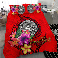 American Samoa Polynesian Custom Personalised Bedding Set - Floral With Seal Red - Polynesian Pride
